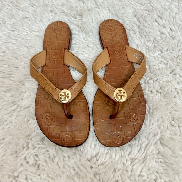 Tory Burch Thora Monogram Thong Flip Flop Sandals Size 7 - Picture 1 of 4